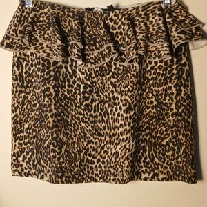 TOPSHOP UK Leopard Print Ruffle MINI Skirt, Like New Size 8, Micro Velvet Finish